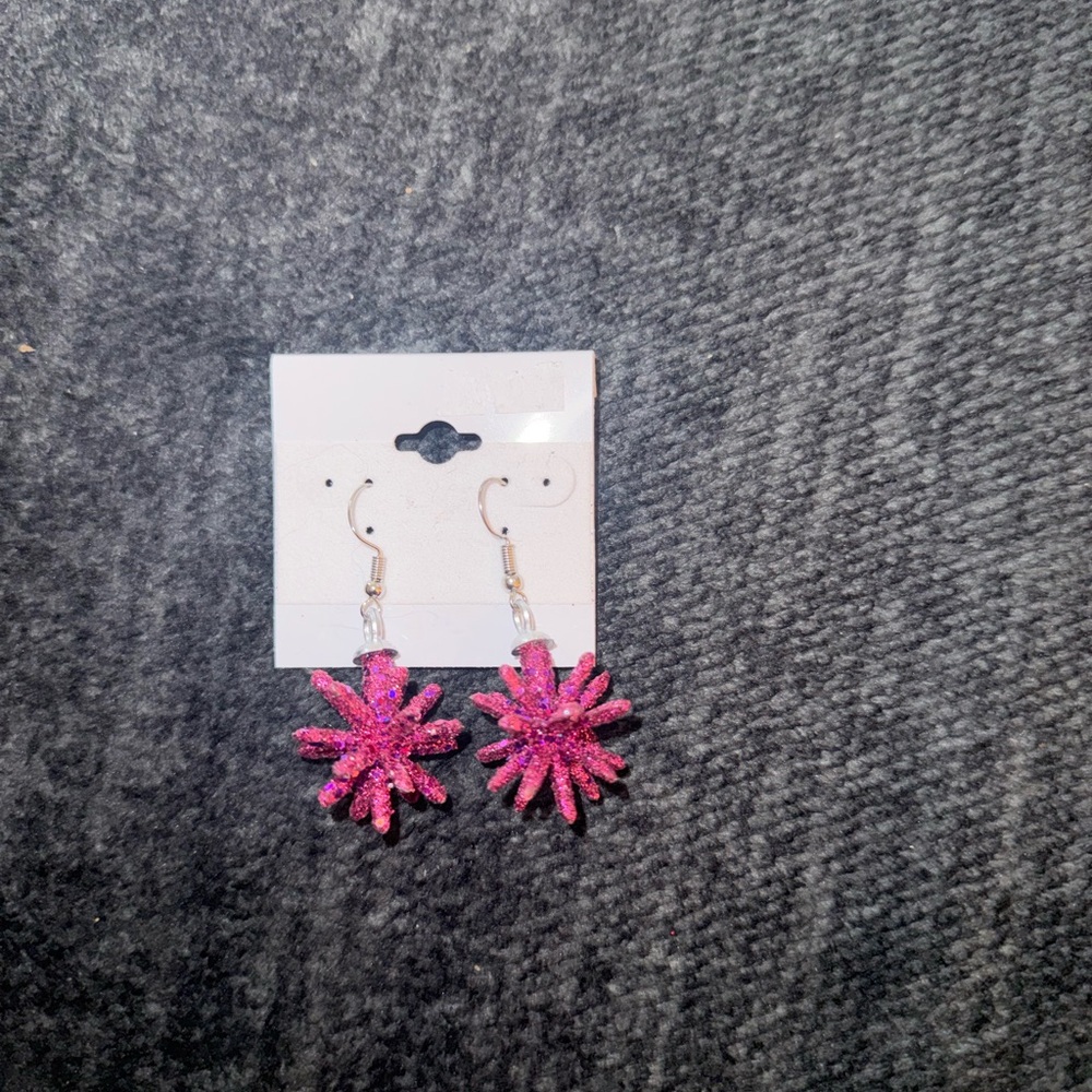Pink Glitter Dangle Earrings
